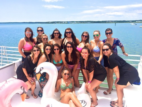 Bachelorette boat party on top deck in Ocean City Maryland.