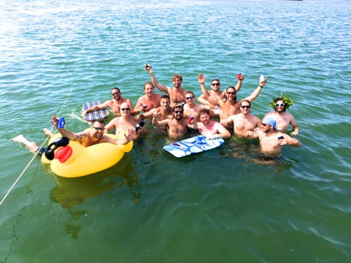 Bachelor party in the water in Ocean City, MD.